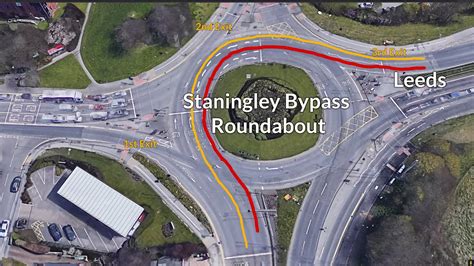 Staningley Bypass Roundabout Following Sings For Leeds Thornbury