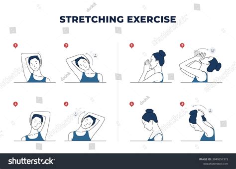 Neck Shoulder Exercise Stretch Relieve Neck Stock Vector Royalty Free