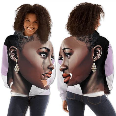 African Hoodie Beautiful Afro American Woman All Over Print Womens Hooded Sweatshirt Black