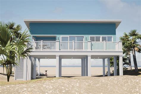 2 Story 2 Bedroom Coastal Beach Stilt House For Tiny Living House Plan