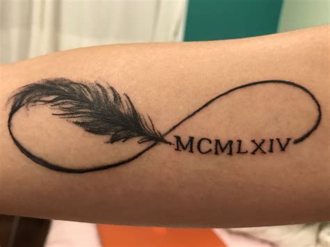 Tattoo Infinity W Feather Roman Numerals Simple Tattoos For Women