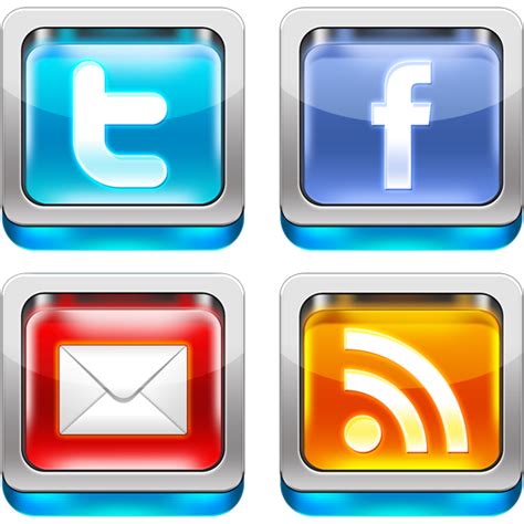 Shiny 3d Social Media Icons Psd Graphicsfuel