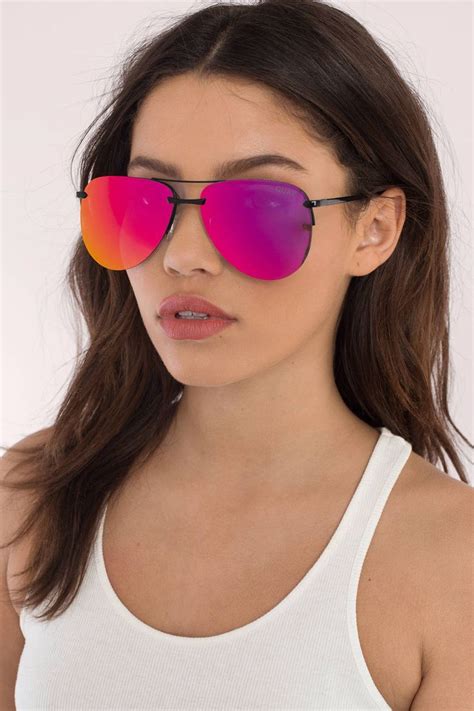 Search Quay The Playa Black And Pink Mirrored Aviator Sunglasses On