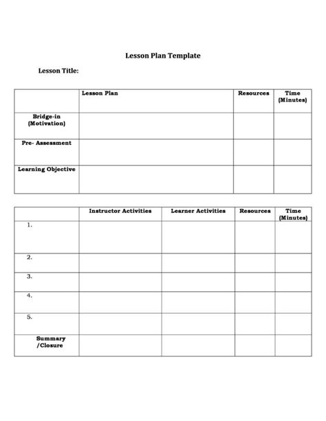 Printable Lesson Plan Forms