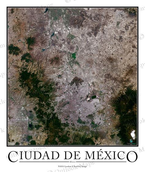 Ciudad De Mexico Satellite Map Print Aerial Image Poster