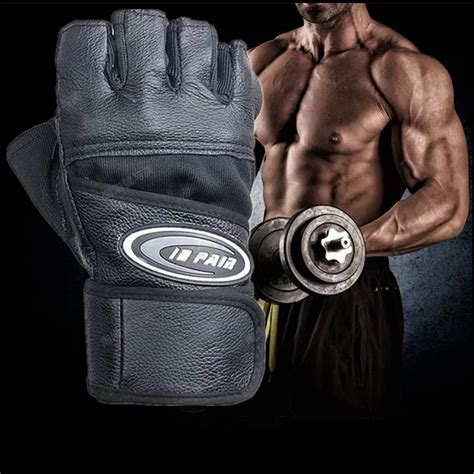 Men Gym Body Building Weight Lifting Leather Fitness Gloves Sports