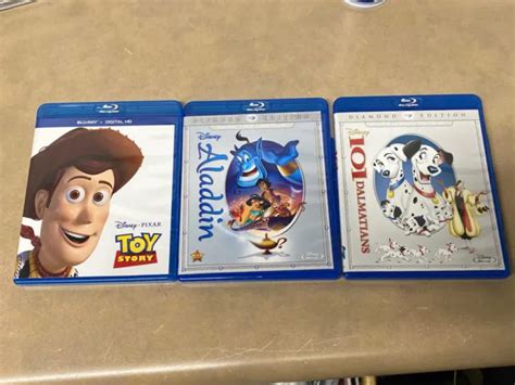 Disney 101 Dalmations Aladdin Toy Story Blu Ray Dvds Movies Pack 2300