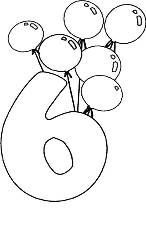 Birthday Balloons And Number 6 Coloring Page Bulk Color In 2020