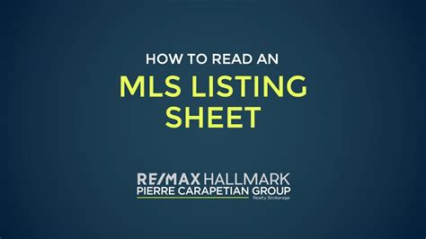 How To Read An Mls Listing Sheet Youtube