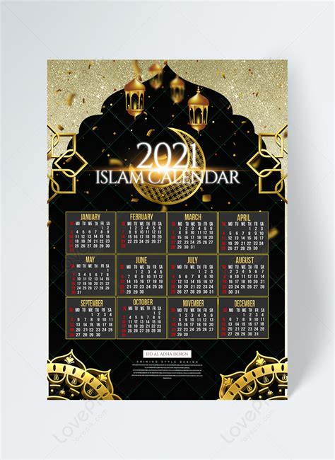 Template Kalender Islam Tema Kemewahan Emas Untuk Diunduh Gratis Lovepik