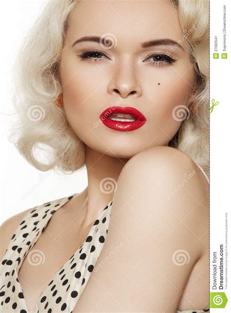 Retro 50s Fashion Pin Up Model Lips Make Up Stock Image Image 27082541