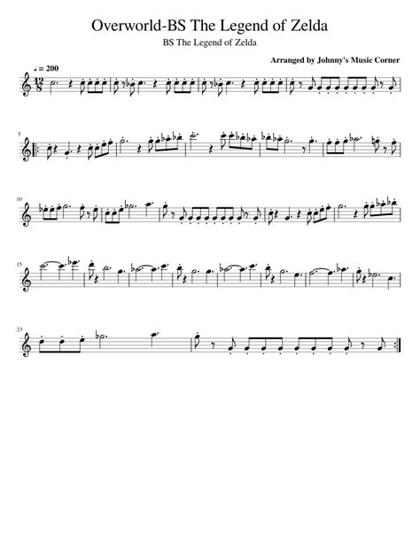 Overworld Bs The Legend Of Zelda For Bb Clarinet Sheet Music For