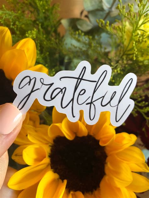Laminated Grateful Sticker Gratitude Sticker Aesthetic Etsy