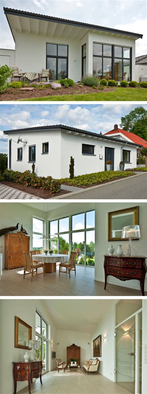 Sie können aber schon beim design selbst sparen. Moderner Bungalow mit Pultdach Architektur - Massivhaus ...