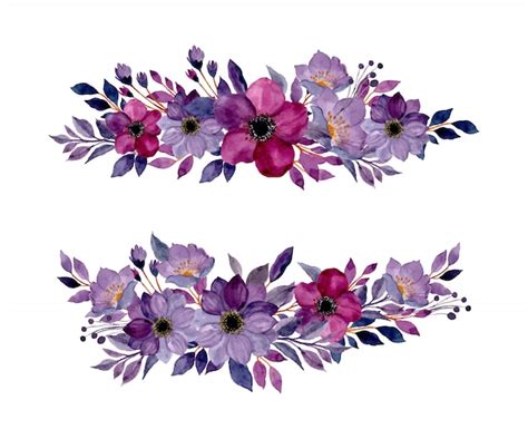 Premium Vector Purple Watercolor Floral Bouquet Collection