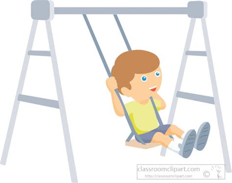 Children Clipart Young Boy Sitting On Playground Swing Clipart