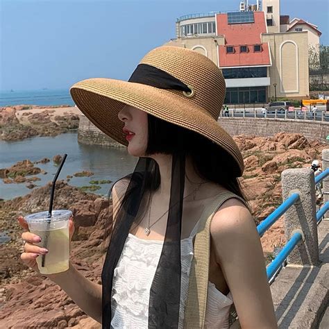 Linyooli Straw Hat Female Summer Hats Brimn French Sunscreen Hepburn