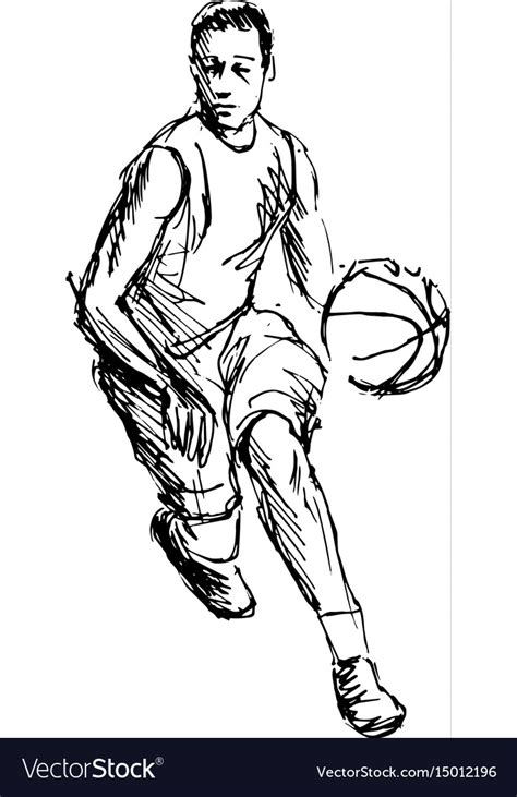 Hand Sketch Basketball Player Royalty Free Vector Image
