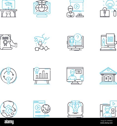 Education journey linear icons set. Learning, Growth, Exploration