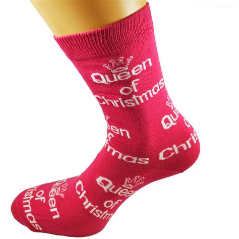 Queen Of Christmas Pink Women S Novelty Socks From Ties Planet Uk