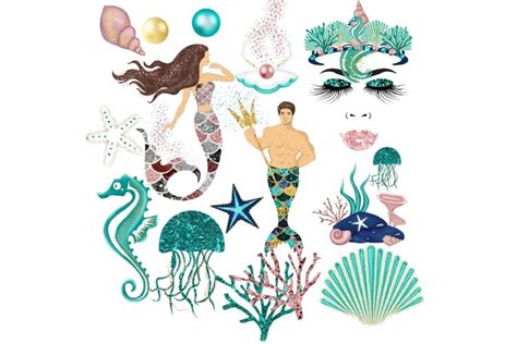 Glitter Mermaids Clipart