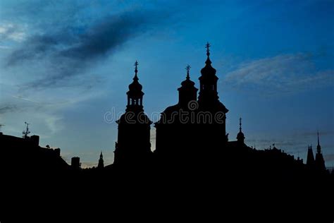 Silhouette Of Prague Old Town Square Church Stock Photo Image Of