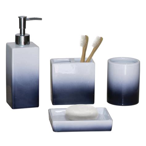 Blue yellow bathrooms navy blue bathroom decor bathroom colors bathroom ideas bath ideas bathroom designs navy and yellow bathroom design. hometrends 4-piece Bath Accessories Set - Blue Ombre ...