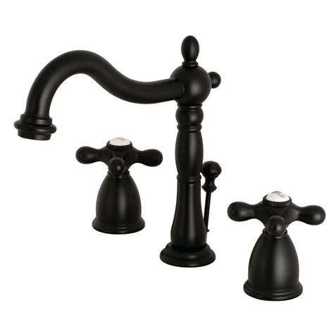 kingston brass victorian cross 8 in widespread 2 handle bathroom faucet in matte black