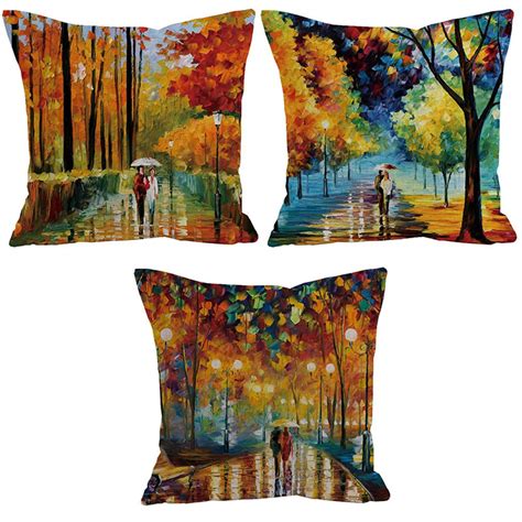 Set Of 3 Autumn Fall Decorative Leaves Throw Pillow Covers For Home