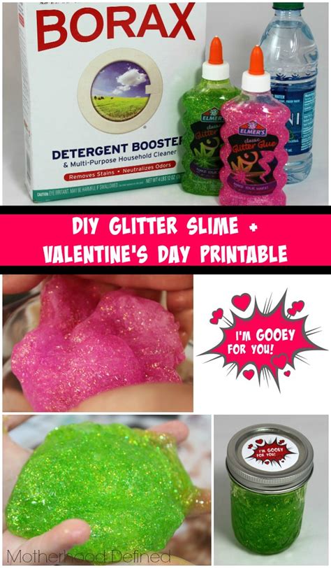 Diy Glitter Slime With Valentines Day Printable Motherhood Defined