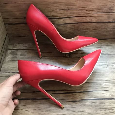 Carpaton Fashion Red Matte Leather High Heel Shoes Pointed Toe