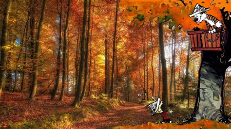 Calvin And Hobbes Comics Autumn Forest Wallpaper 1920x1080 162428