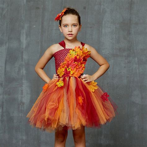 Girls Autumn Leaves Tutu Dress Kids Autumn Fairy Costume Etsy Uk
