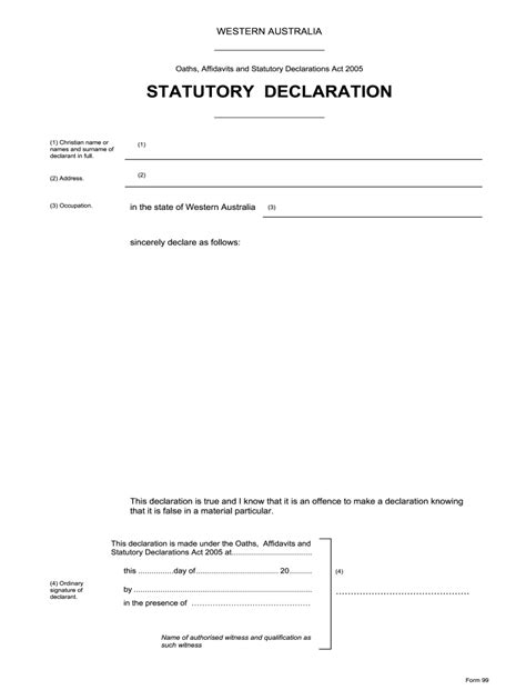 Free Statutory Declaration Template