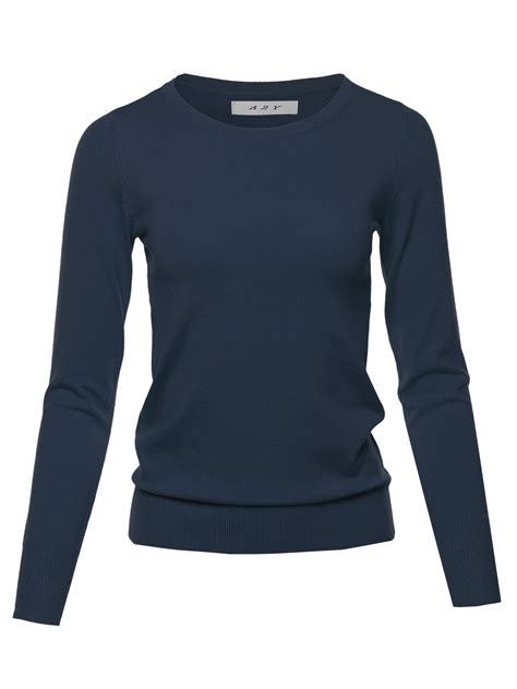 a2y women s fitted crew neck long sleeve pullover classic sweater navy s
