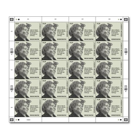 Wangari Maathai Vi Definitive €085 Full Sheet Un Stamps