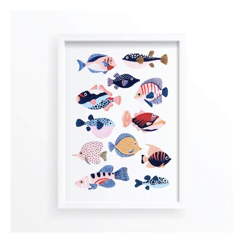 Tropical Fish Art Print Under The Sea Nursery Wall Art Etsy Uk