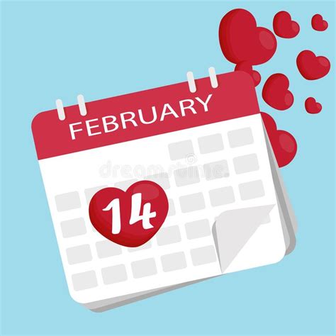 Valentines Day Calendar Vector Icon Vector 14th Of February Stock