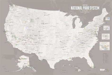 423 National Park System Units Map 24x36 Poster National Park Service