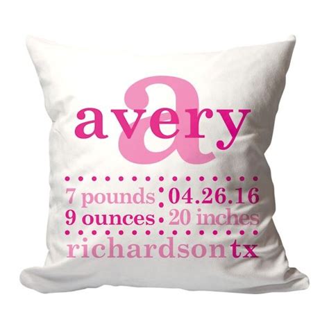 Personalized Pink Birth Announcement Pillow At What On Earth Ra1822