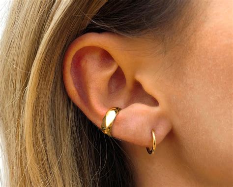 Thick Conch Hoop Earring Conch Ear Cuff No Piercing Gold Etsy Uk