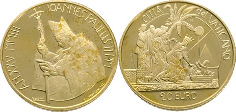 Vatican 20 Euro 2002 Pope Johannes Paul Ii Gold Pp Ma Shops