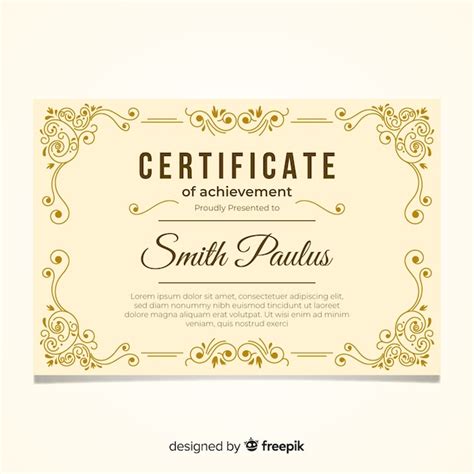 Free Vector Elegant Certificate Template With Ornamental Frame