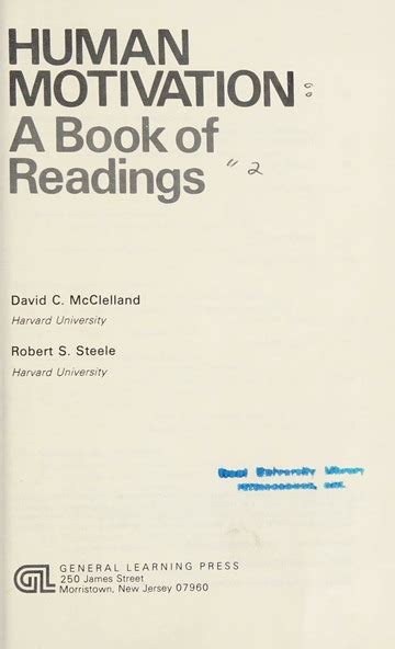 Human Motivation A Book Of Readings Mcclelland David Clarence
