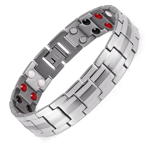 Titanium Mens Magnetic Therapeutic Bracelets Benefit for Wrist Pain - Magnetic Bracelets UK Shop