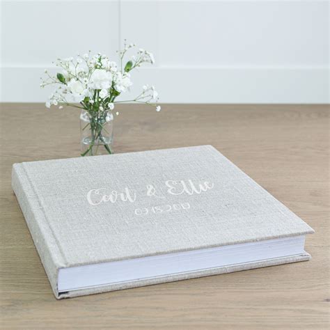 Linen Lay Flat Wedding Album Flush Mount Photo Album With Personalised