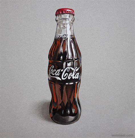 Barenghi is probably one of the best today in making colored 3d drawings. Coca Cola Bottle Realistic Drawing By Marcello Barenghi 10