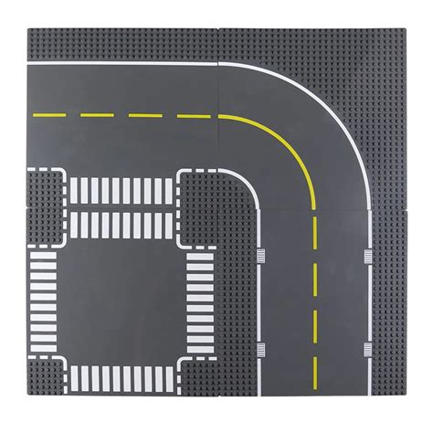 city road street base plate straight crossroad curve t junction diy building blocks parts bricks