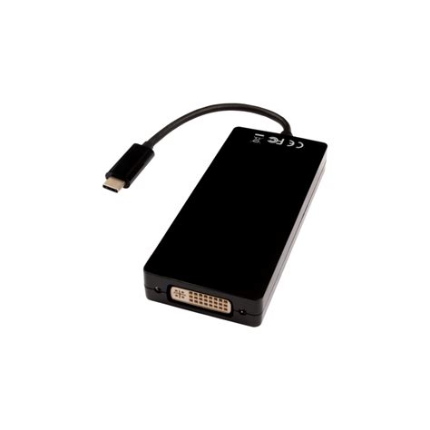 V7 Black Video Adapter USB-C Male to DisplayPort Female, HDMI Female, VGA Female, DVI Female