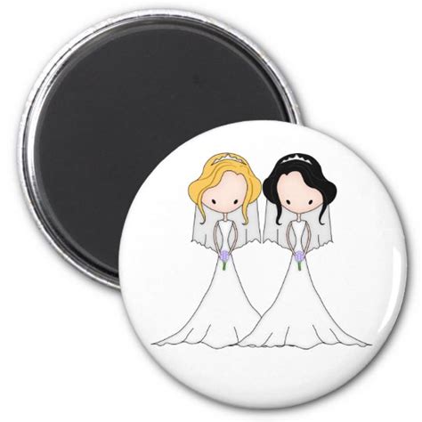 Blonde And Black Haired Brides Lesbian Wedding Magnet